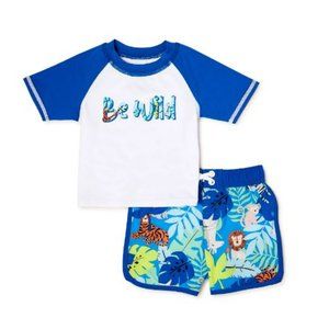 2/$20 Baby Boys’ Swim Rashguard Set, 2-Piece (Size:0-3M)- NWT